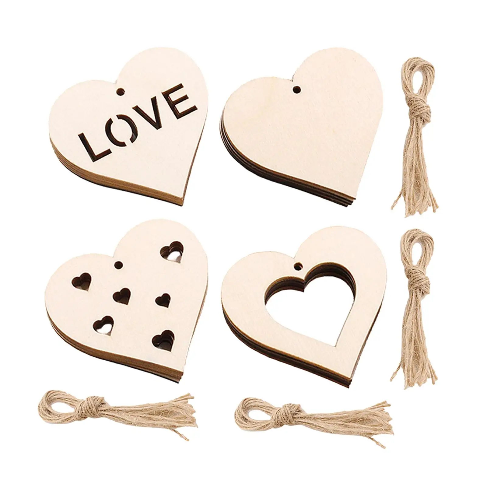 

40 Pieces Heart Wood Slices Crafts Supplies,Predrilled Hearts for Crafts Wooden Ornaments for Wedding Christmas Thanksgiving Day