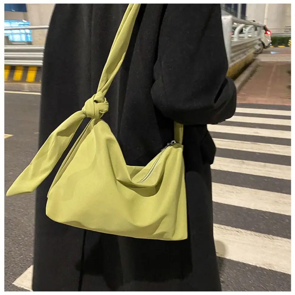 

Fashion Solid Design Crossbody Bag Simple Style Knotted Straps Shopper Bag Chain Straps Messenger Bag Outdoor