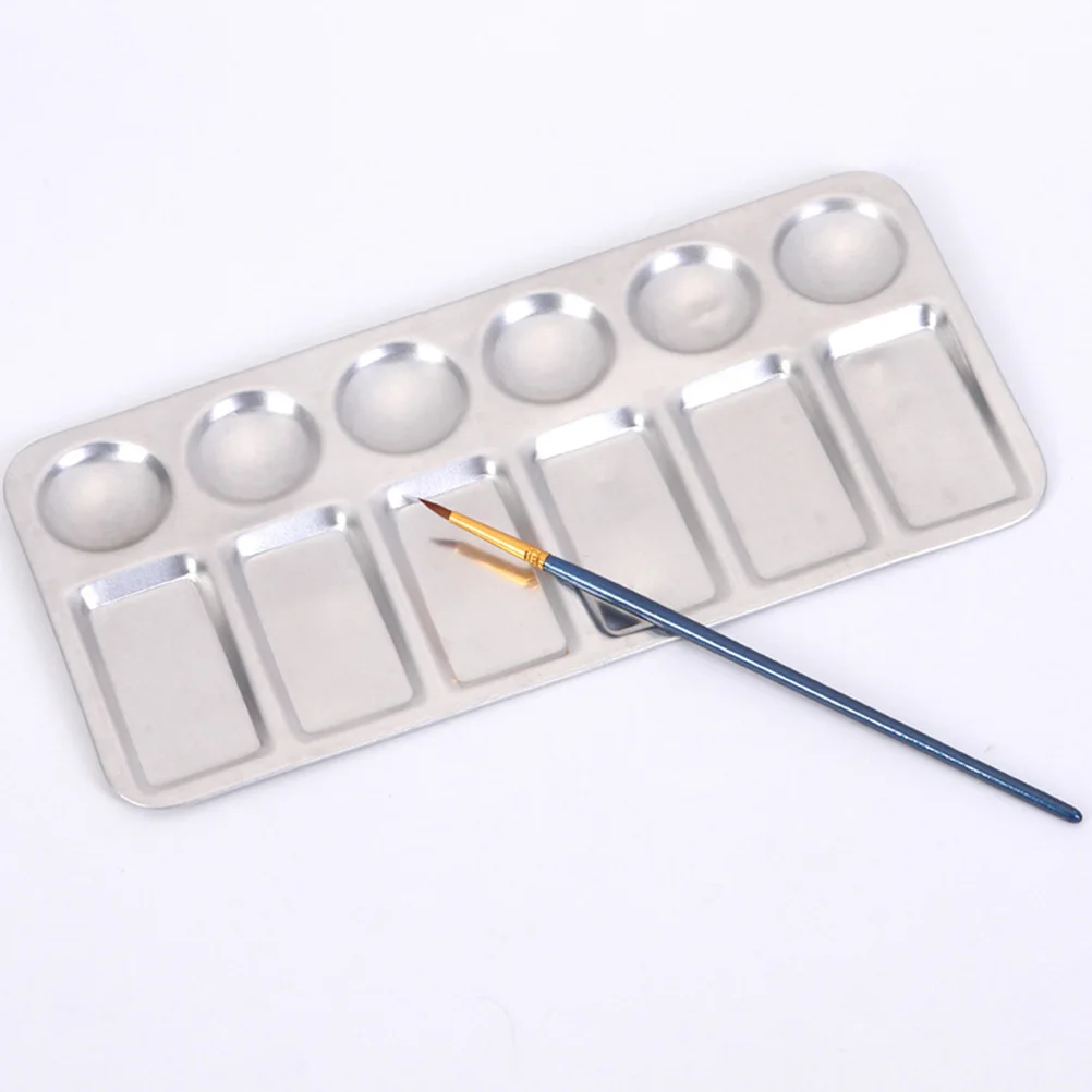 

2Pcs Aluminum Palette Paint Holder Tray for Watercolor Acrylic 12Hole Student Paint Mixing Tool Reusable Supplies