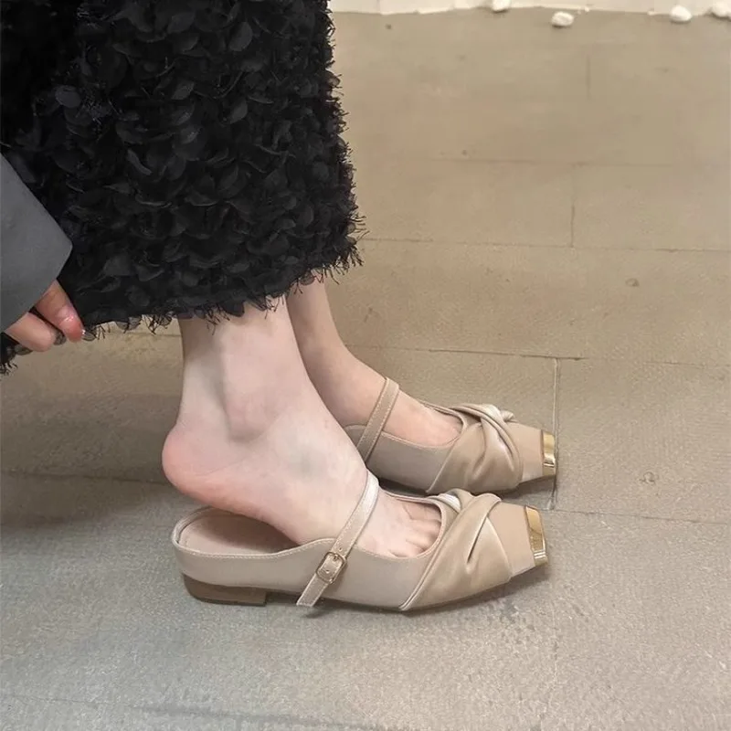 

Baotou Half Slippers Women's 2026 Summer New Style Outerwear French Height Increasing Skirt Single Shoe Temperament Cool Drag