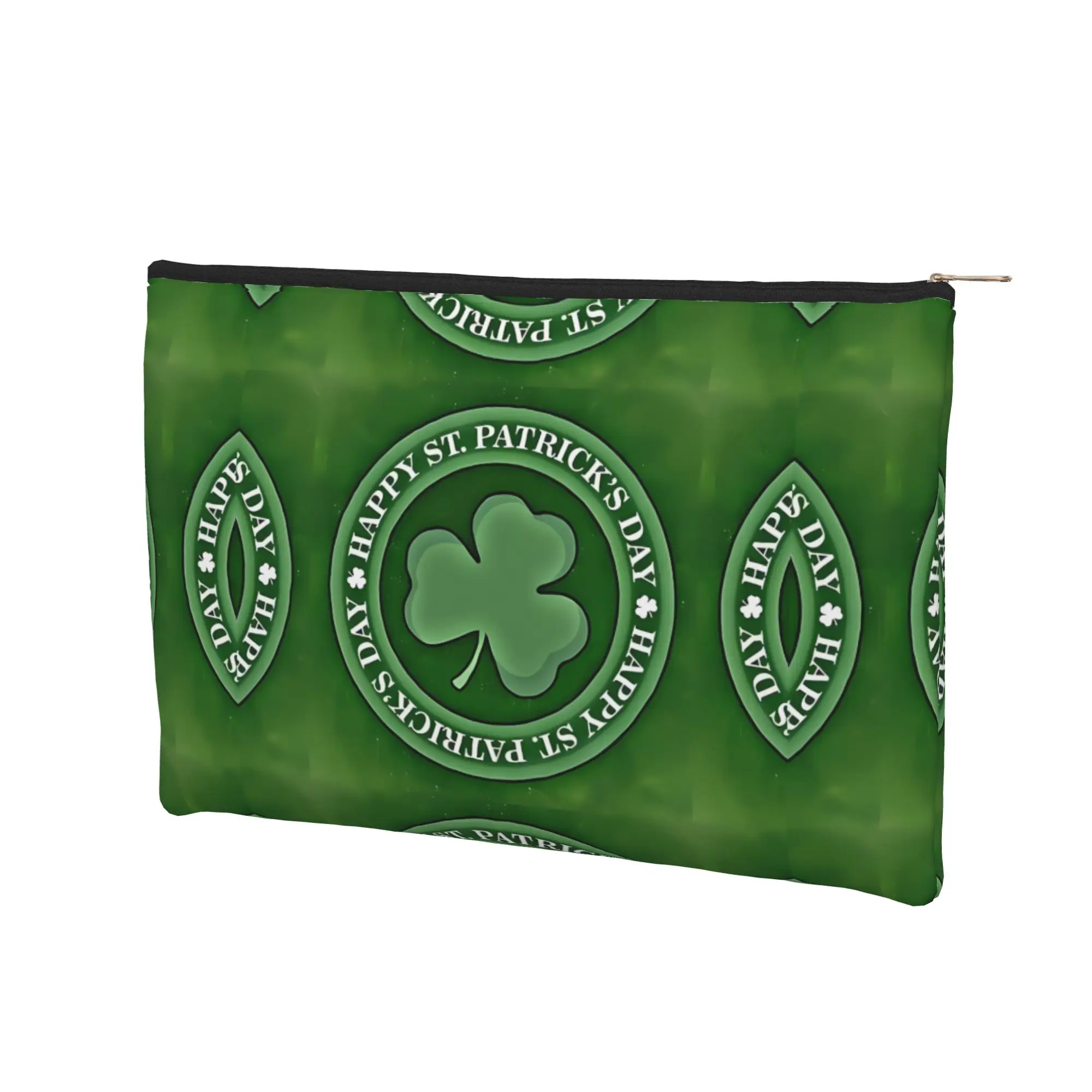 Foldable St Patricks Day Happy Makeup Bag Toiletry Bag with Zipper Travel Cosmetic Pouch