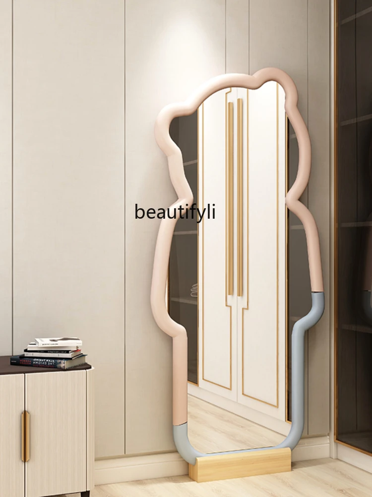 LBX Bear Dressing Mirror Household Explosion-Proof Floor Full-Length Mirror Simple Bedroom Full-Length Mirror Shaped Decoration