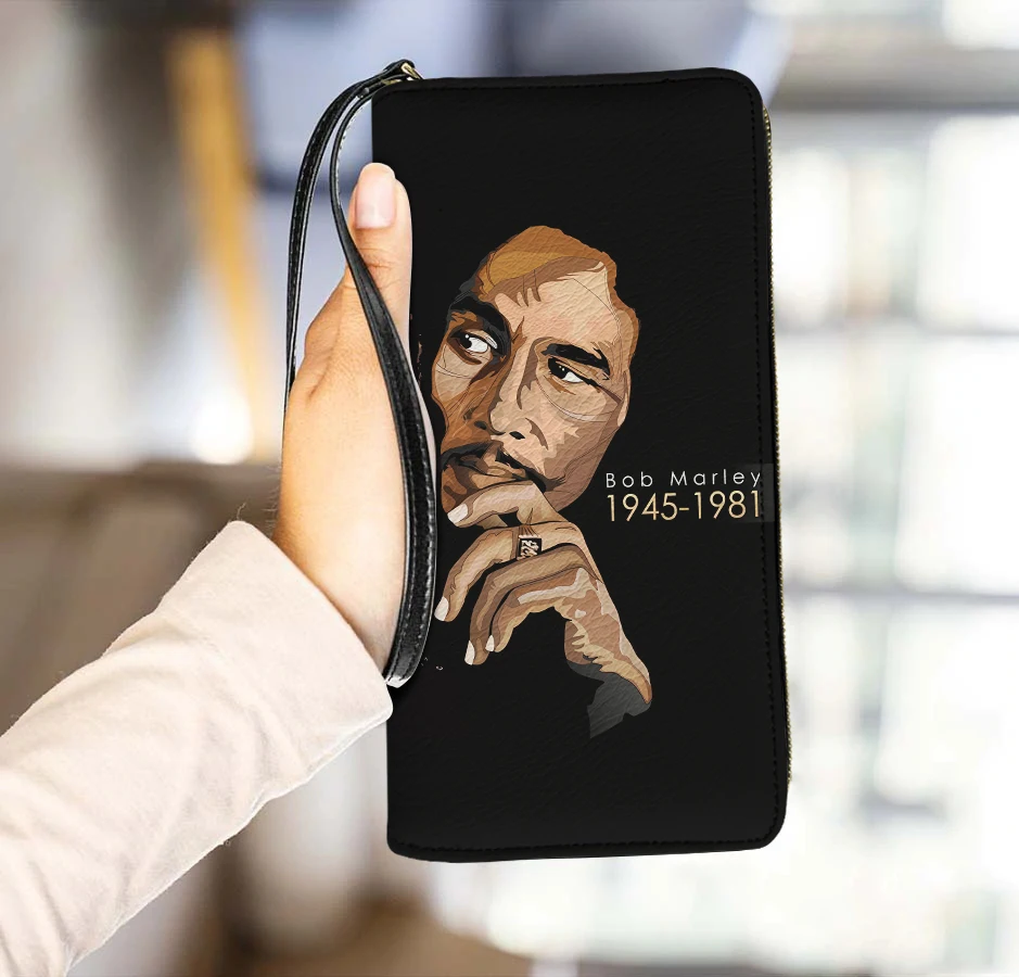 Bob Marley Purse Jamaican Rock Singer Designer Luxury Bag Fashion Style Card Hold Coin Wallet High Quality Carteras Para Mujeres