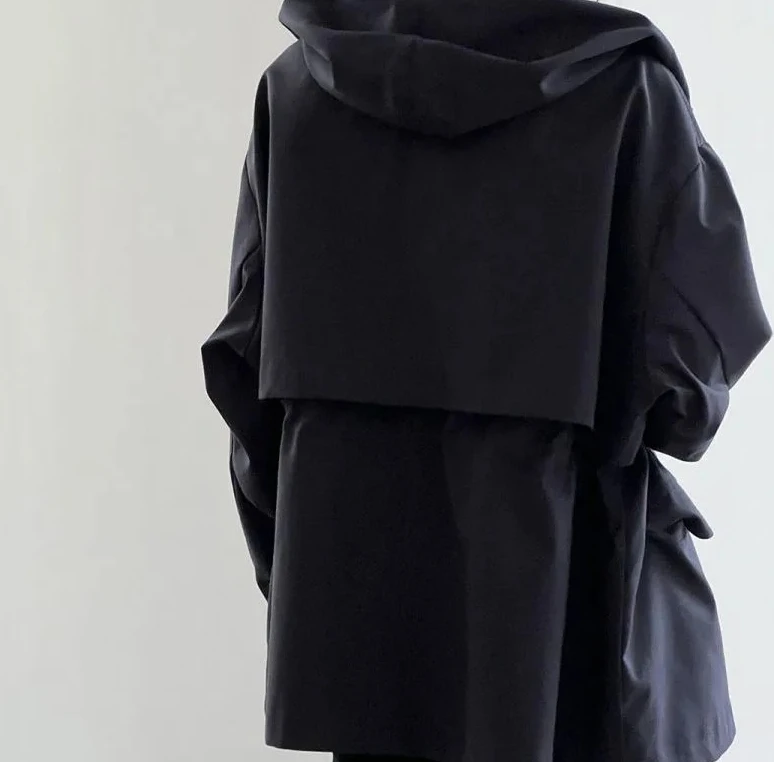 موضة ربيع الخريف للسيدات سترة بقلنسوة جديدة لعام 2025 سترة نسائية كورية فضفاضة بتصميم عتيق سترة واقية معطف نسائي خارجي غير رسمي #6