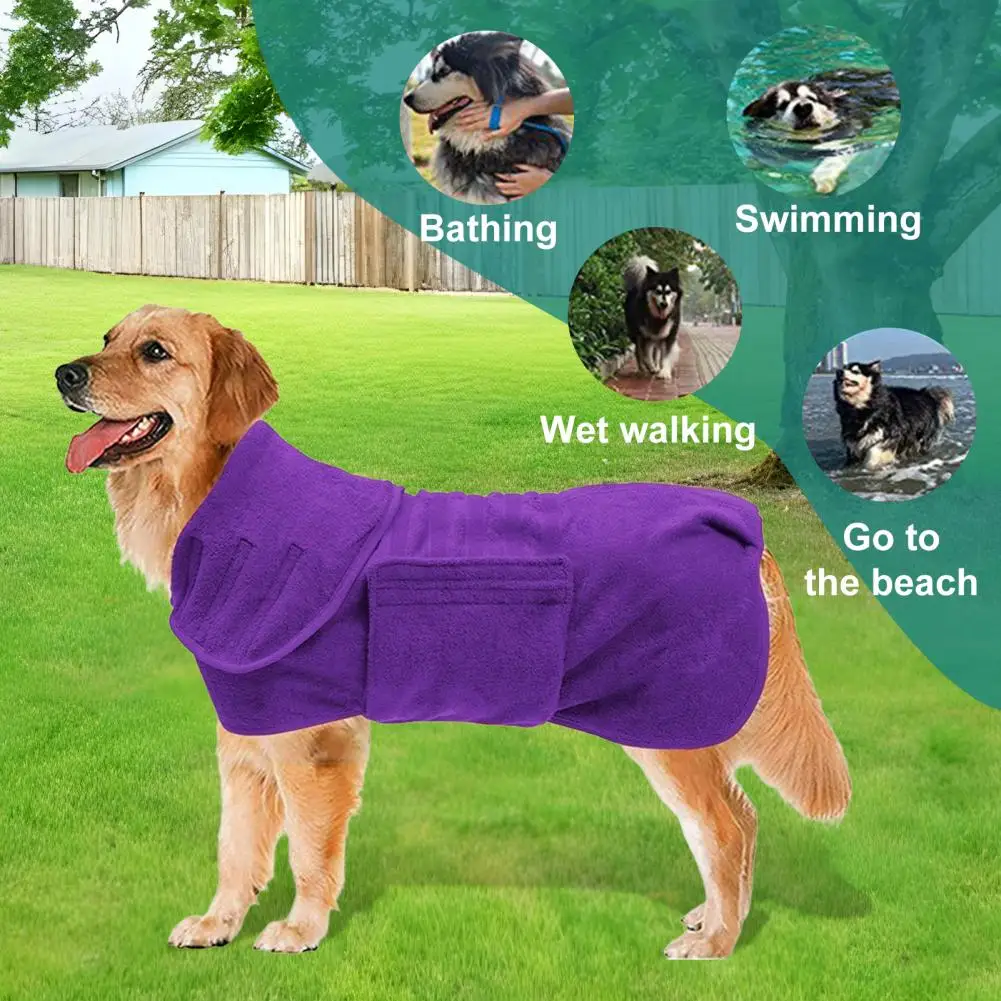 Dog Bathrobe Super Absorbent Dog Bath Robe Fast Drying Puppy Warm Coat Adjustable Pet Bath Towel for Medium Large Dogs