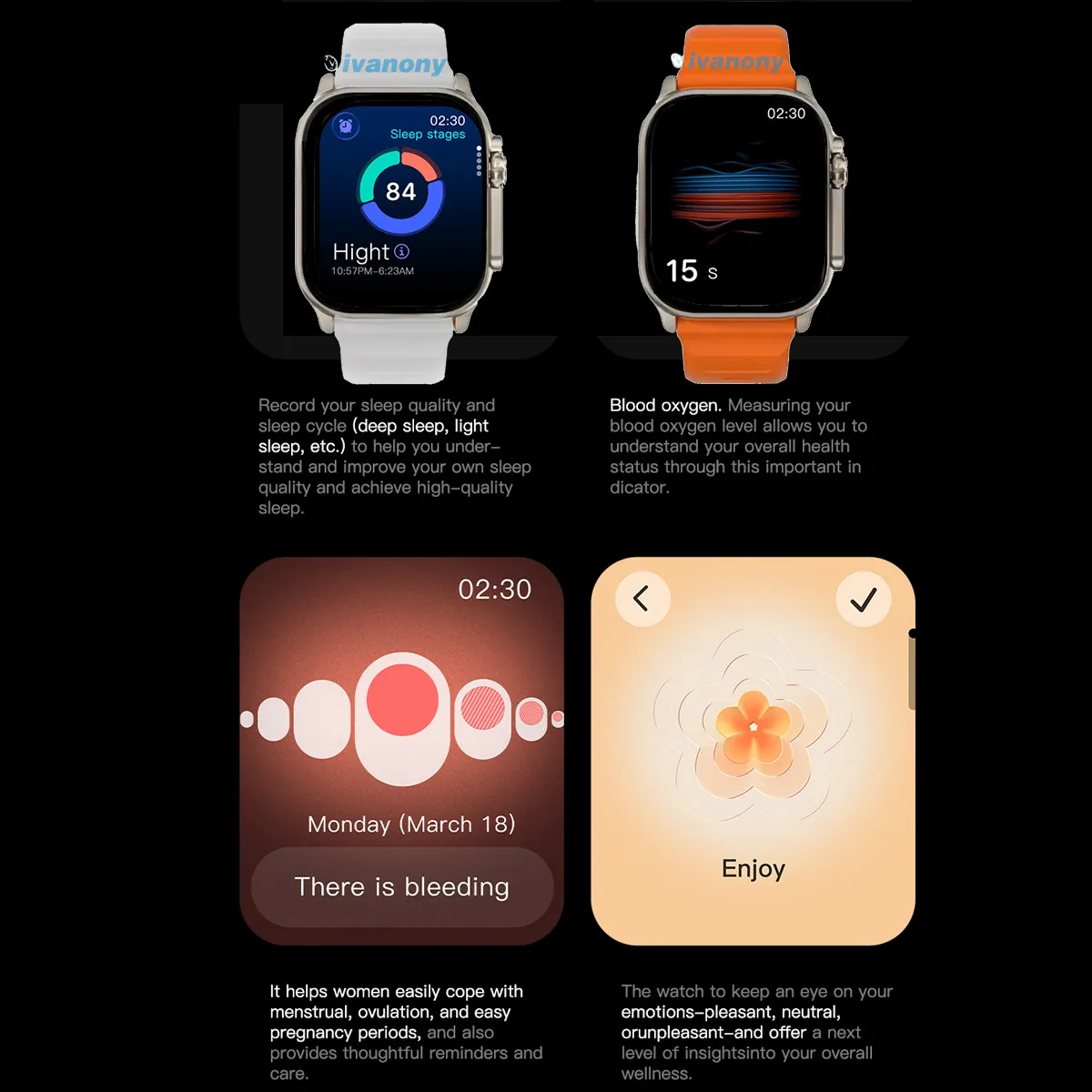 ساعة ذكية أصلية Ultra 5 1GB/ROM التحكم بالإيماءات AI اللوحة البوصلة لتحديد المواقع المقتفي SOS دعم Whatsapp Reply Smartwatch