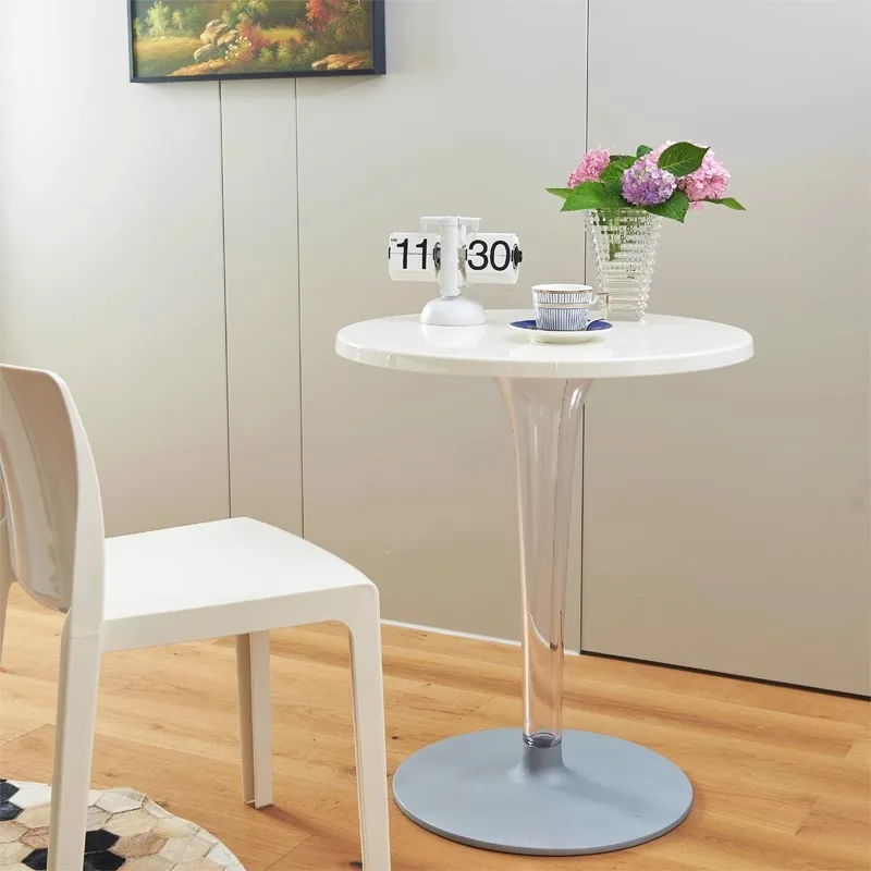 Table à manger en acrylique, table ronde tulipe transparente de styliste pour la maison, table de négociation simple pour restaurant de célébrités d'internet