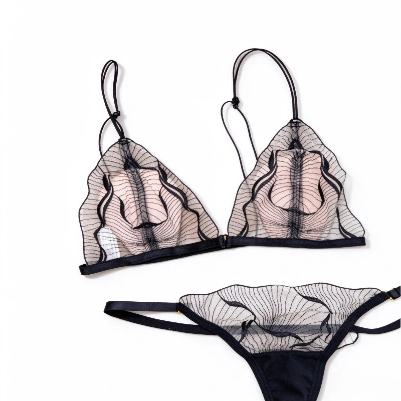 Französisches BH-Set mit Vorderverschluss, ultradünn, transparent, reine, sinnliche, atmungsaktive Spitze, sinnliches Dessous-Set, Damen, Sommermode, S-XL, AB, MOYISU