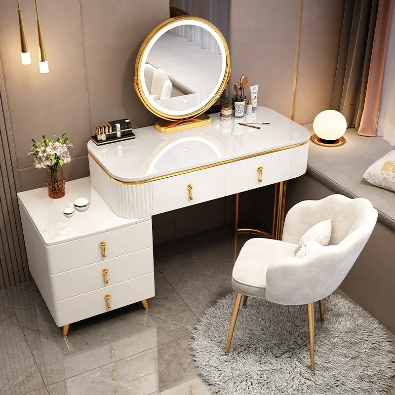 

Nordic Storage Vanity Table With Mirror Storage Bedroom Drawer Dressing Table Minimalist Desk Table De Maquillage Furniture