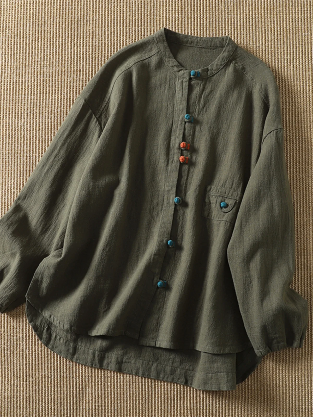 New Chinese Sle Retro Button Cotton Linen irt Jaet Women's Spring Autumn National Sle Reformed Tang Costume Zen Tea C...