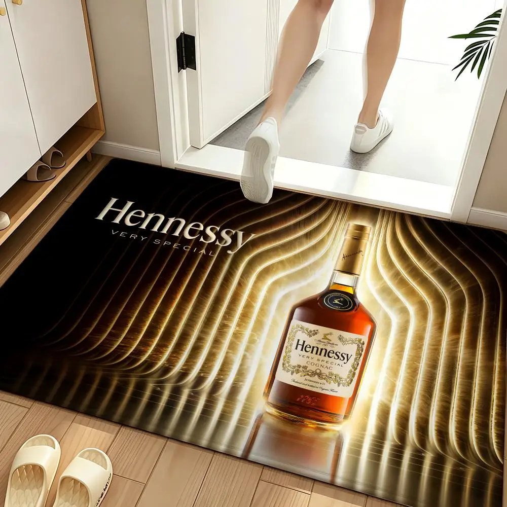 Liquor H-Hennessy Floor Mat Soft Flannel Entrance Door Mat Non Slip Absorbent Bathroom Bedroom Floor Rug