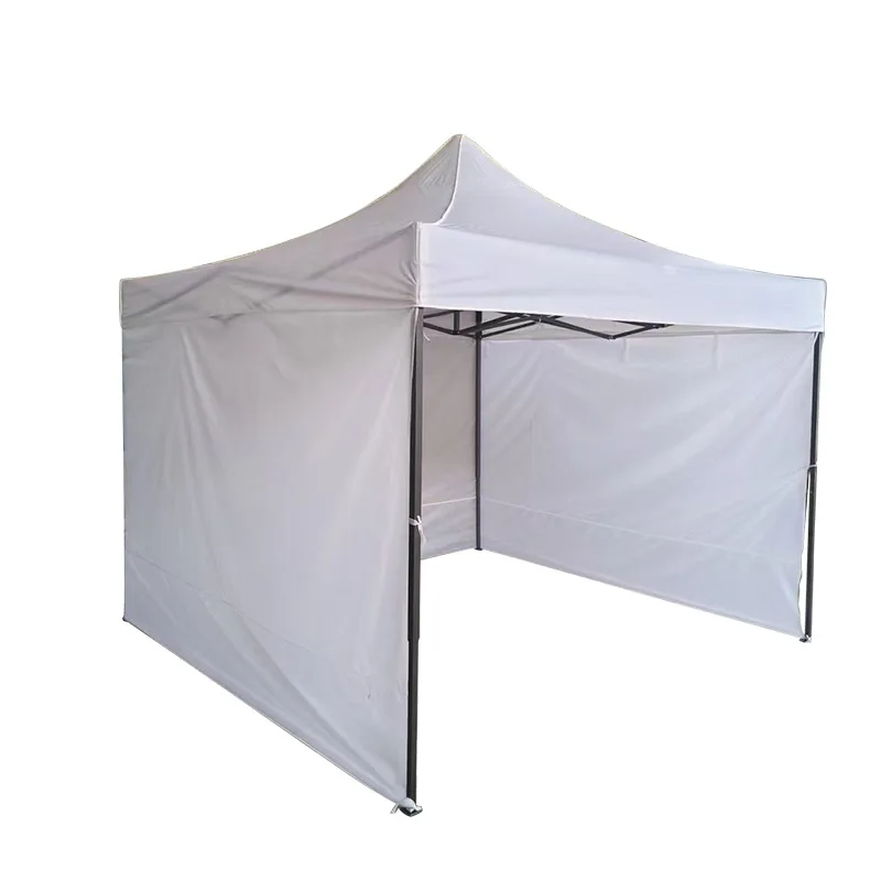 3x3m Advertising Tent, White 3 Side Wind Resistant Exhibition Tent, Folding Pop Up Tent for Camping & Market Stall