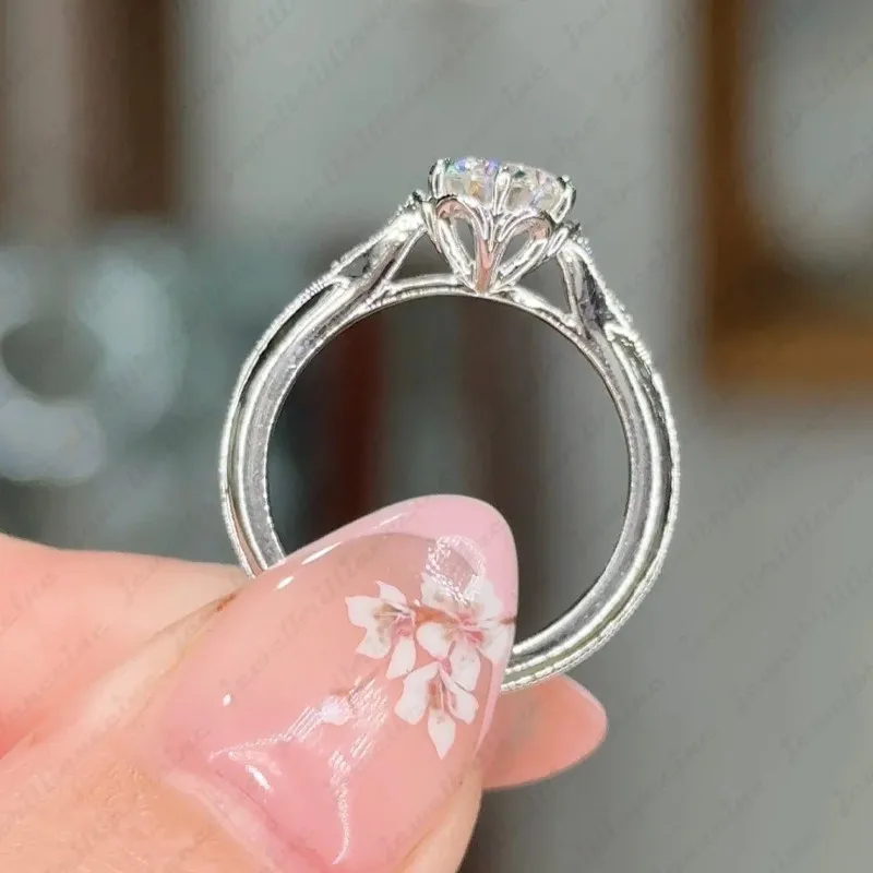 Solid 925 Sterling Silver Ring Fully Set with Moissanite Festive Gift Ideal for Any Occasion