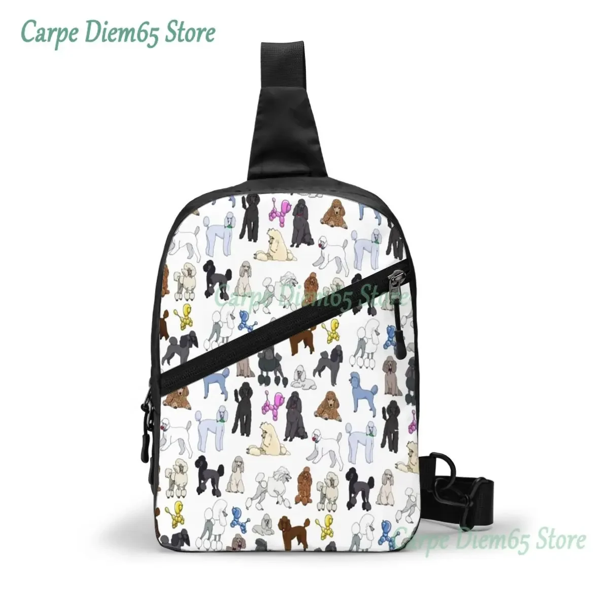 

Sling Backpack Bag Poodles White Chest Package Crossbody Bag For Cycling Travel Hiking