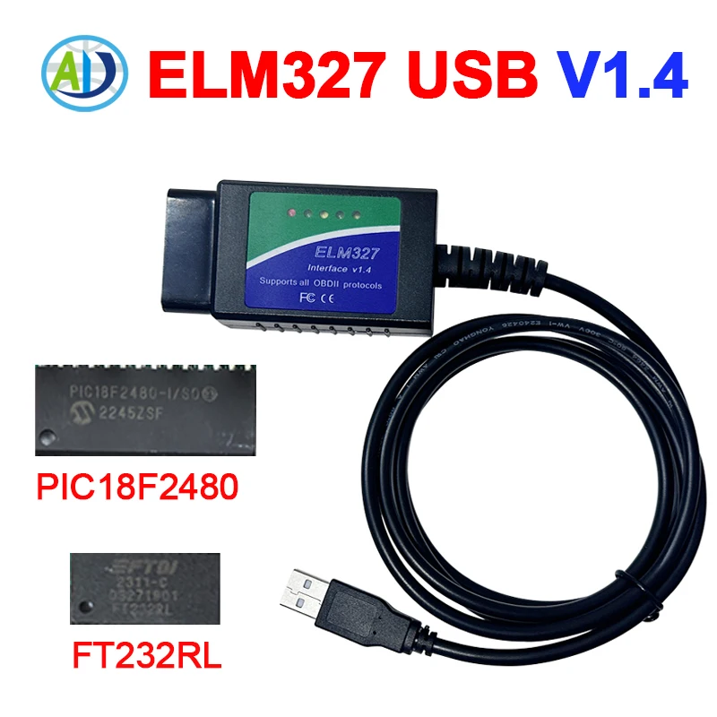 

Elm327 V1.4 USB OBD2 диагностический сканер с PIC18F2480 FT232RL OBD автомобильный диагностический инструмент для Mercedes Benz/VW/VOLVO/MAZDA