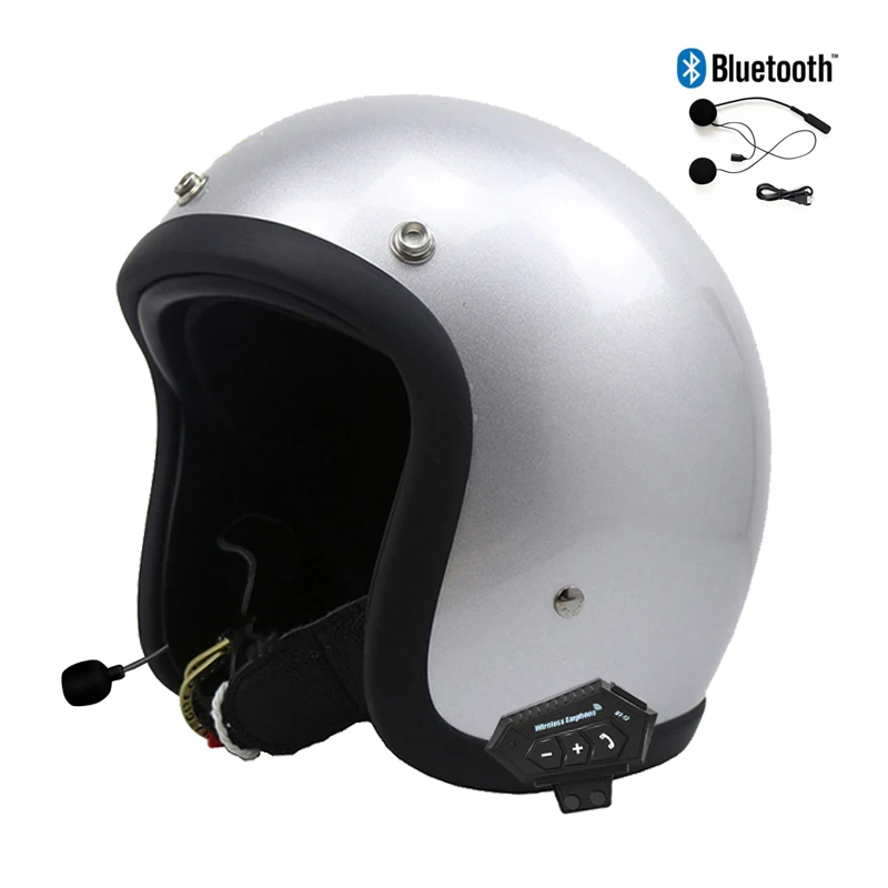 

Motorcycle Helmet Bluetooth Moto Capacetes TT&COCASCOS Fiberglass Open Face Scooter Jet DOT Approved Cascos Casque Cafe Racer