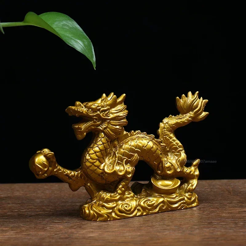 1pc Good Lucky Golden Dragon Chinese Zodiac Twelve Statue Gold Dragon Statue Animals Sculpture Figurines 2024 Desktop Decoration