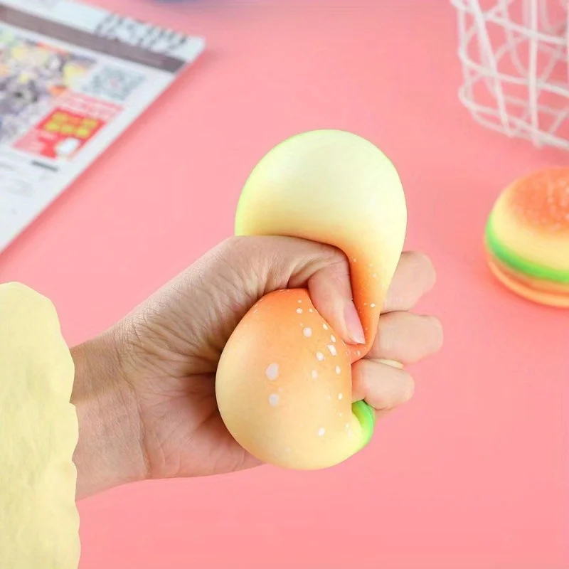 Hamburger Squishy Squeeze Toy Simulation Burger Slow Rising Fidget Soft Stress Relief Vent Sensory Desktop Decor Present