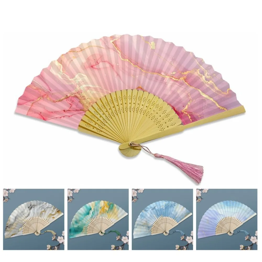 New Gilded Calligraphy Folding Fan Can Be Inscribed Rice Paper Fan Paper Fan Bamboo Handle Multi-color DIY Blank Fan Gift