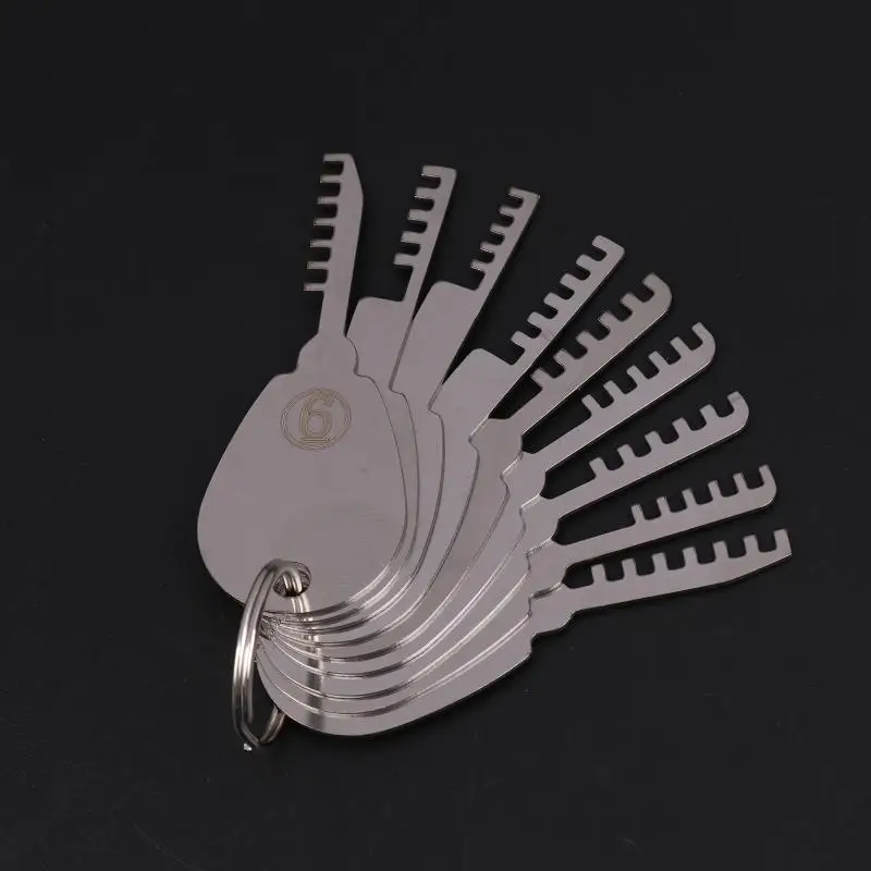 Durable HUK Stainless Steel Comb Lock Repair Tool Set - 9 Pieces, with Key Blank Included