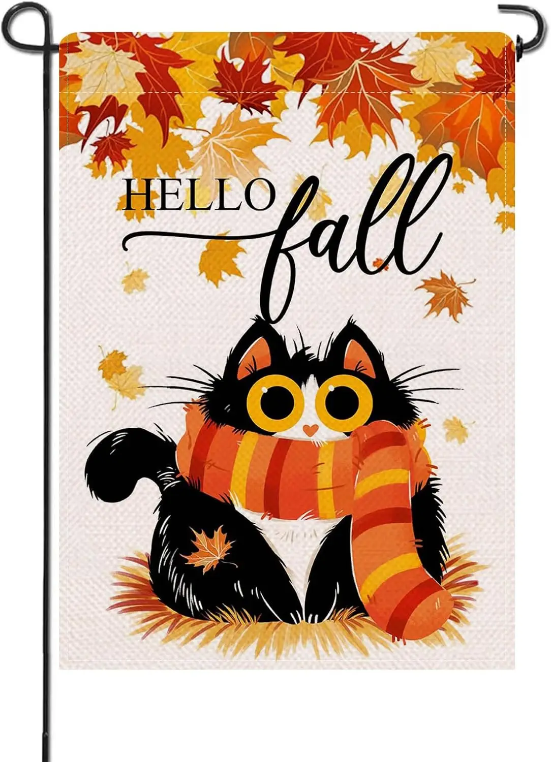 Artofy Hello Fall Tuxedo Cat Small Decorative Garden Flag, Autumn Maple Leaves Yard Lawn Outside Decor Pet Owner Lover Gift, UUN