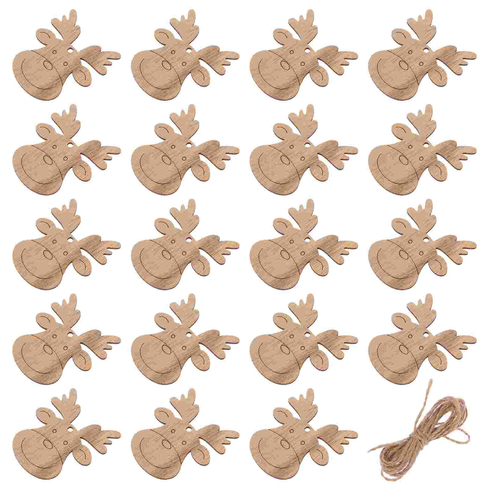 

20 Pcs Christmas Deer Pendant Hanging Mini Ornaments Graffiti Chip Blank Elk Wooden Slices Unfinished Cutouts Paper Chips