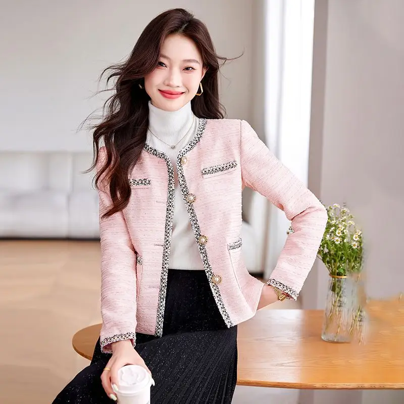 

UNXX Wool Blend Cropped Tweed Jacket Women Clothing 2024 Autumn Winter Round Neck Single Breasted Women's Coat Elegant Outerwear