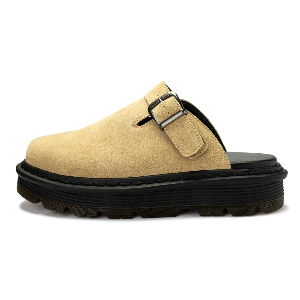 Outdoor Sandals Women Men Genuine Cow Leather Roud Toe Back Belt Strap Buckle Sewing Sole Ladies Shoes Handemade British Retro view 3