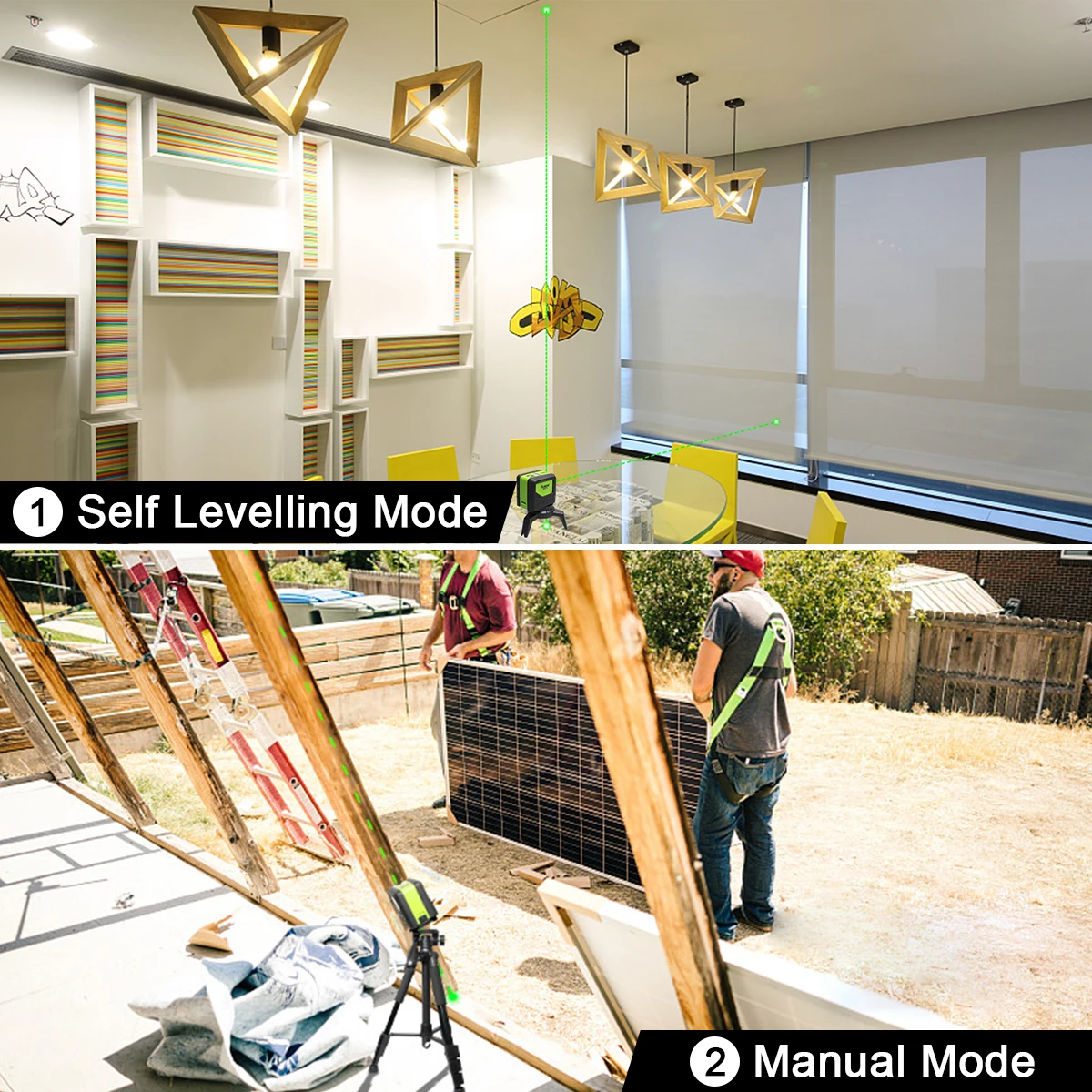 Imagem -04 - Huepar-nível Laser Auto-nivelamento com Plumb Posicionamento Floor Stand Suporte Magnético Feixe Verde Modo de Pontos 9300g