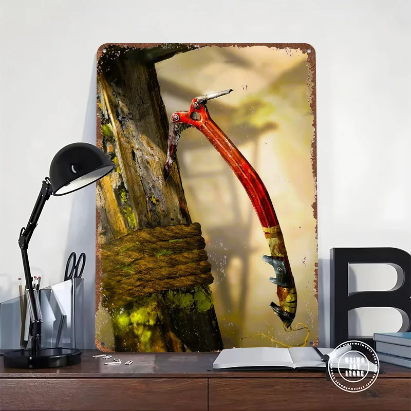 Tomb Raider Climbing Axe Art Metal Poster Customized Wall Art Retro Vintage Metal Signs for Man Cave Bar Accessories Desk Decor
