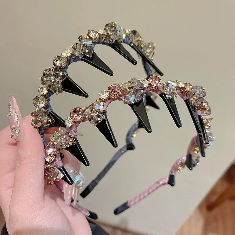 

Rhinestone Shiny Head Hoops Hair Bands Women Luxury Korean Bezel Headbands Ladies Fashion Dating Party Hair Accessories Headwear