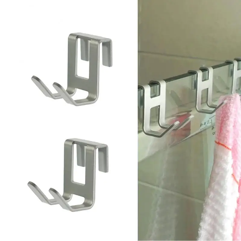 Towels Racks Kitchen Cabinet Storage Hooks Towel Hanger Traceless Double Towels Holder Bathroom Organizer Bathroom Accessories