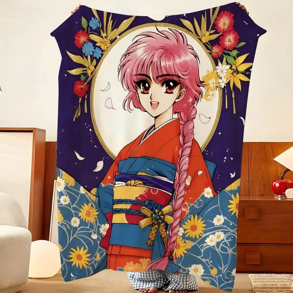 Anime M-Magic K-Knight R-Rayearth Throw Flannel Throw Blanket, Lightweight Cozy, Durable Washable cute Cool
