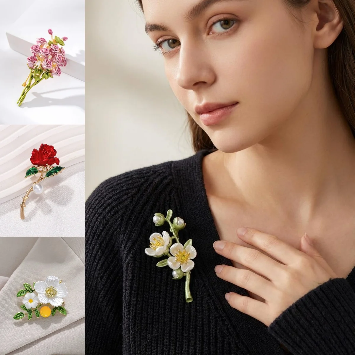 Creative Give You A Bouquet of Rose Brooches Beautiful Bouquet Pink Enamel Pins Party Office Brooch Pins Gifts For Women Girls