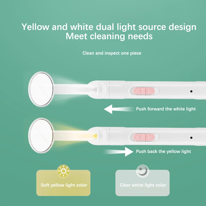 ポータブル歯科用LEDライトマウスミラー,歯科医用口腔検査,防曇,明るい,歯のケア,衛生,洗浄器具,再利用可能,1個