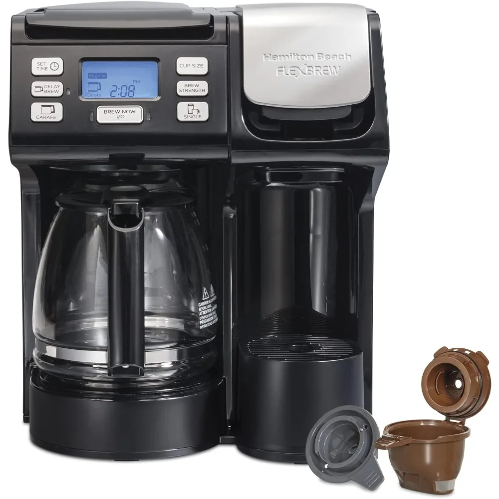 

2-Way Coffee Maker, Compatible with K-Cup Pods or Grounds, Combo, Single Serve & Full 12c Pot, Black - Fast Brewing Coffee Maker