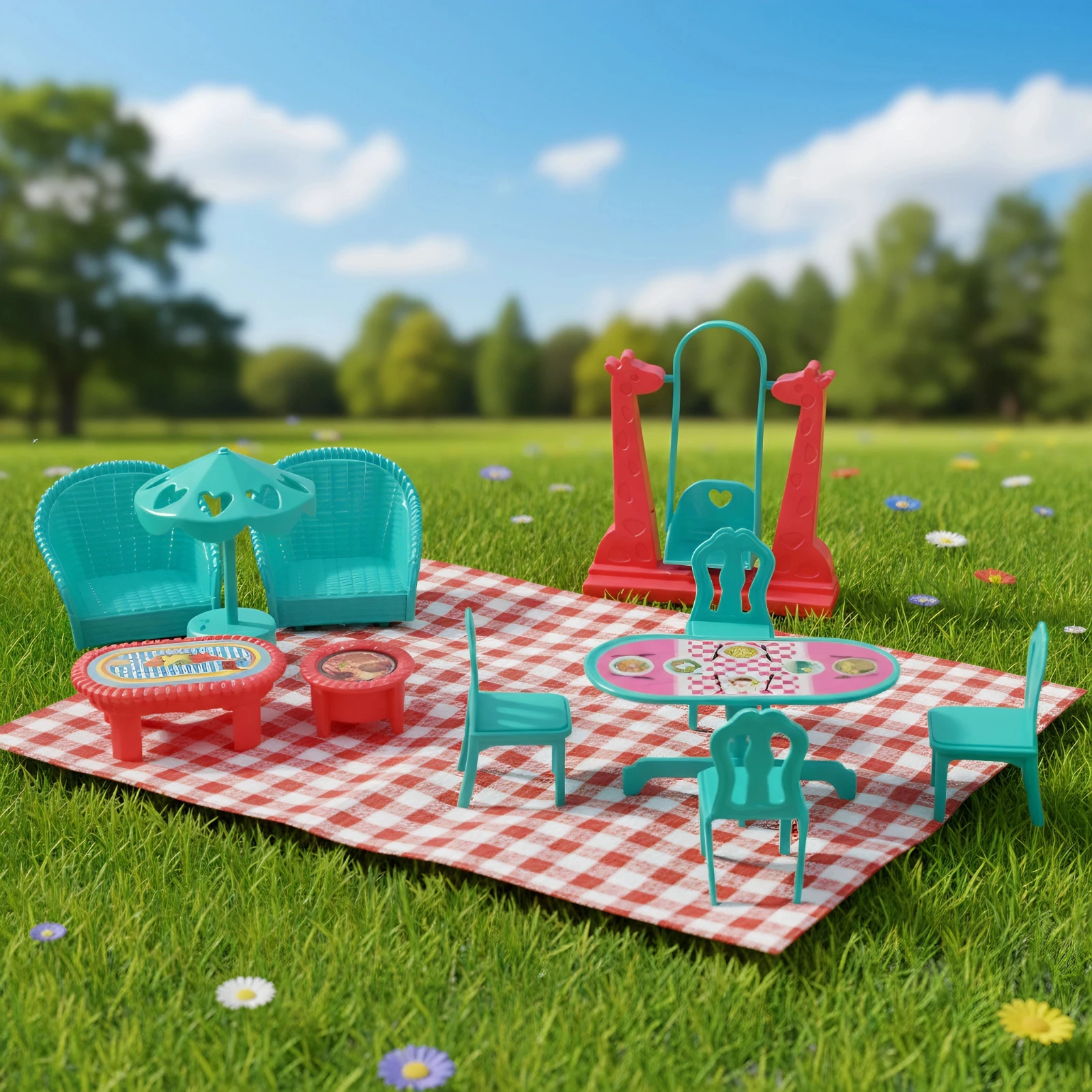 Mini ensemble de meubles pour maison de poupée, équipement de jeu en plein air, cadeau idéal pour les enfants et les collectionneurs, parfait pour les jeux de rôle imaginatifs