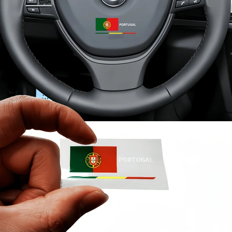 4Pcs/Set Portugal Flag Vinyl Stickers, Waterproof Self-Adhesive Decals for Car, Truck, SUV