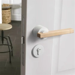 Walnut Indoor Silent Door Lock Household Universal Bedroom Bathroom Door Lock Chinese Wooden Door Handle Furniture Hardware