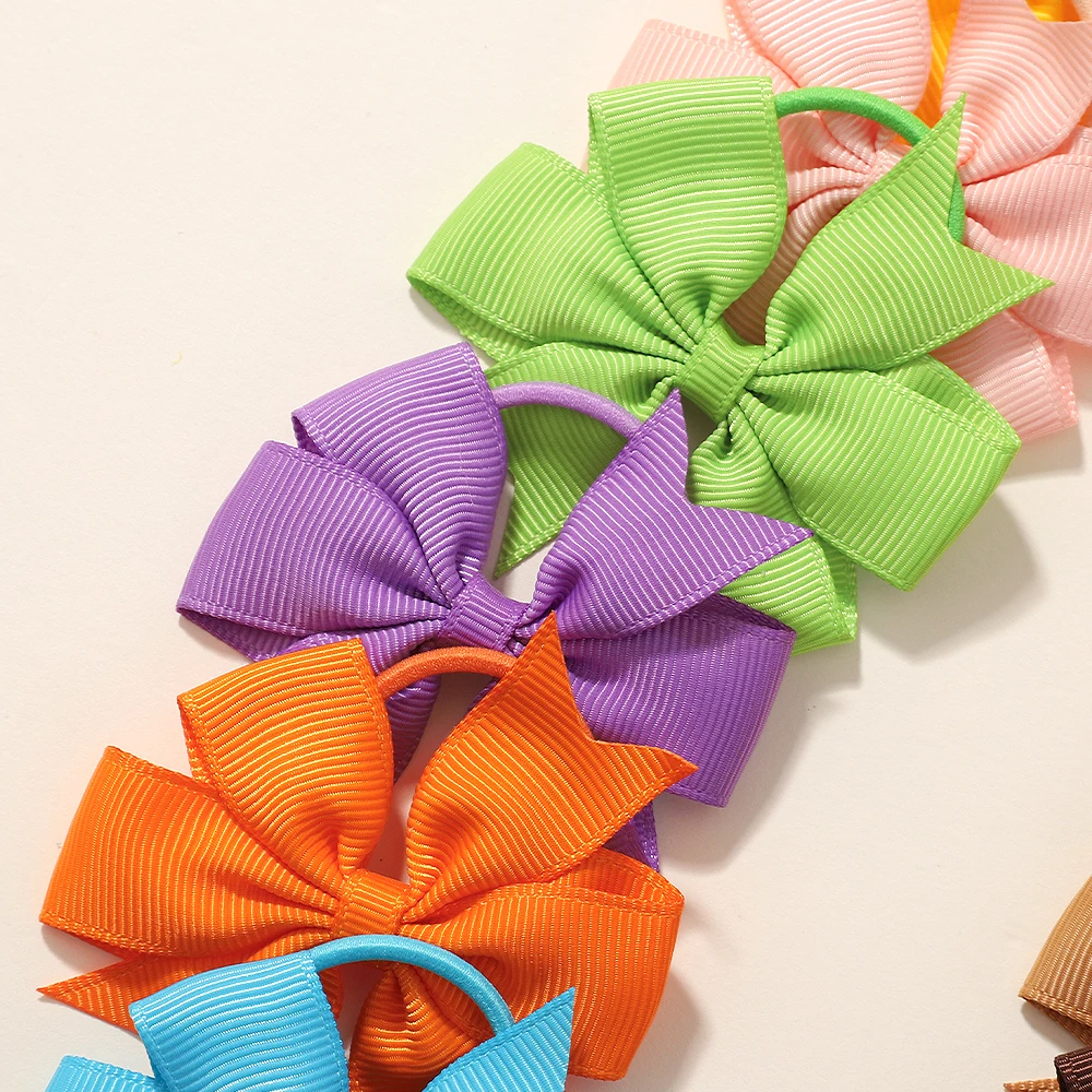 โบว์ติดผมเด็ก 20 ชิ้น/ชุด ขนาด 2 นิ้ว ยางยืดรัดผมมินิโบว์น่ารักสำหรับเด็กผู้หญิง ที่รัดผมหางม้า อุปกรณ์เสริมผมเด็ก