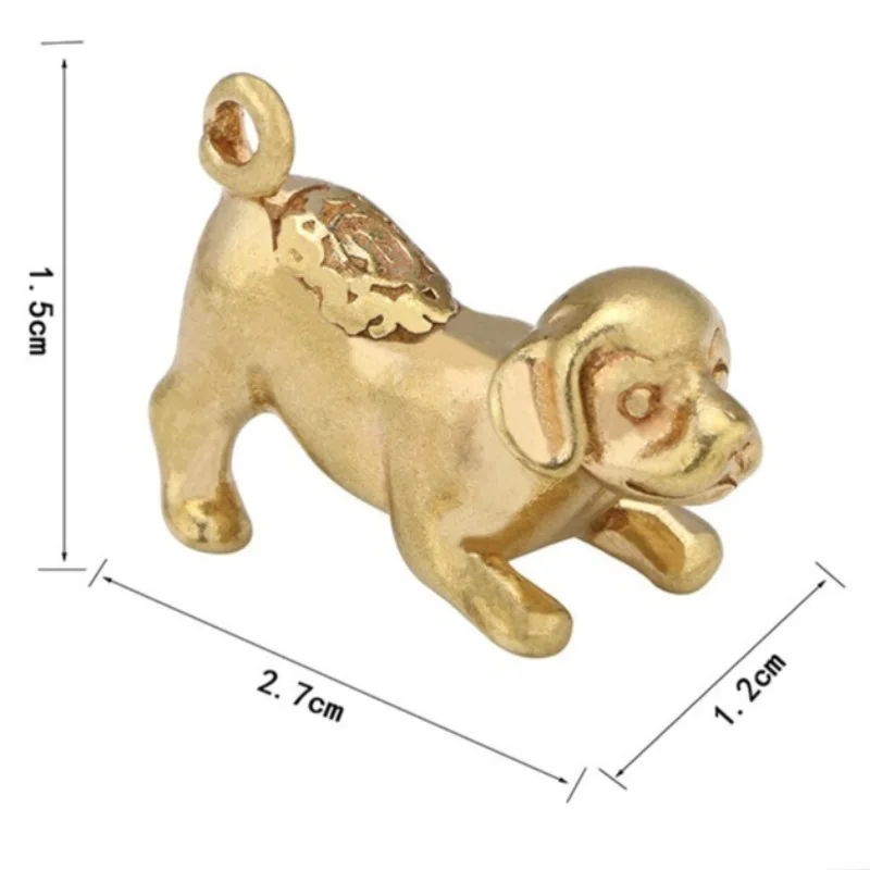 1 PC Car Pendant Cute Fortune Attracting Dog Copper Ornament Keychain Chinese Zodiac Dog Wealth Gathering Desk Home Decor Craft