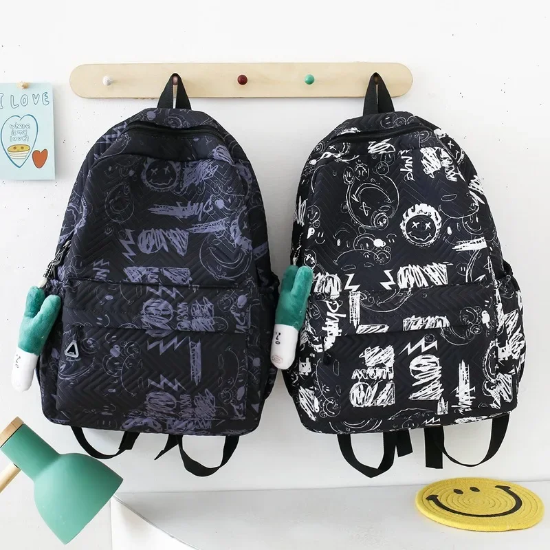 Graffiti Cartoon Cartoon Schult asche Freizeit große Kapazität leichte Studenten Rucksack Jungen Mädchen Schule Mode Tasche neu 2024