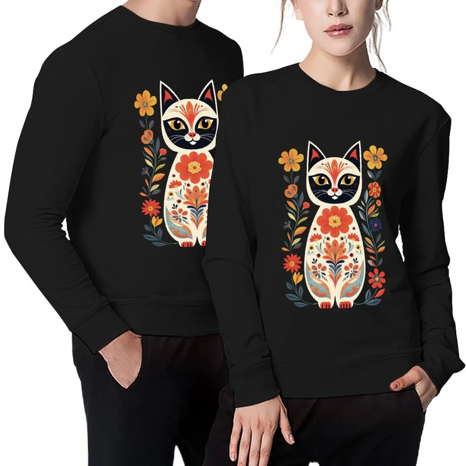 

Polish Folk Art Cat Pullover anime clothing autumn tracksuit men's autumn clothes sweatshirt male