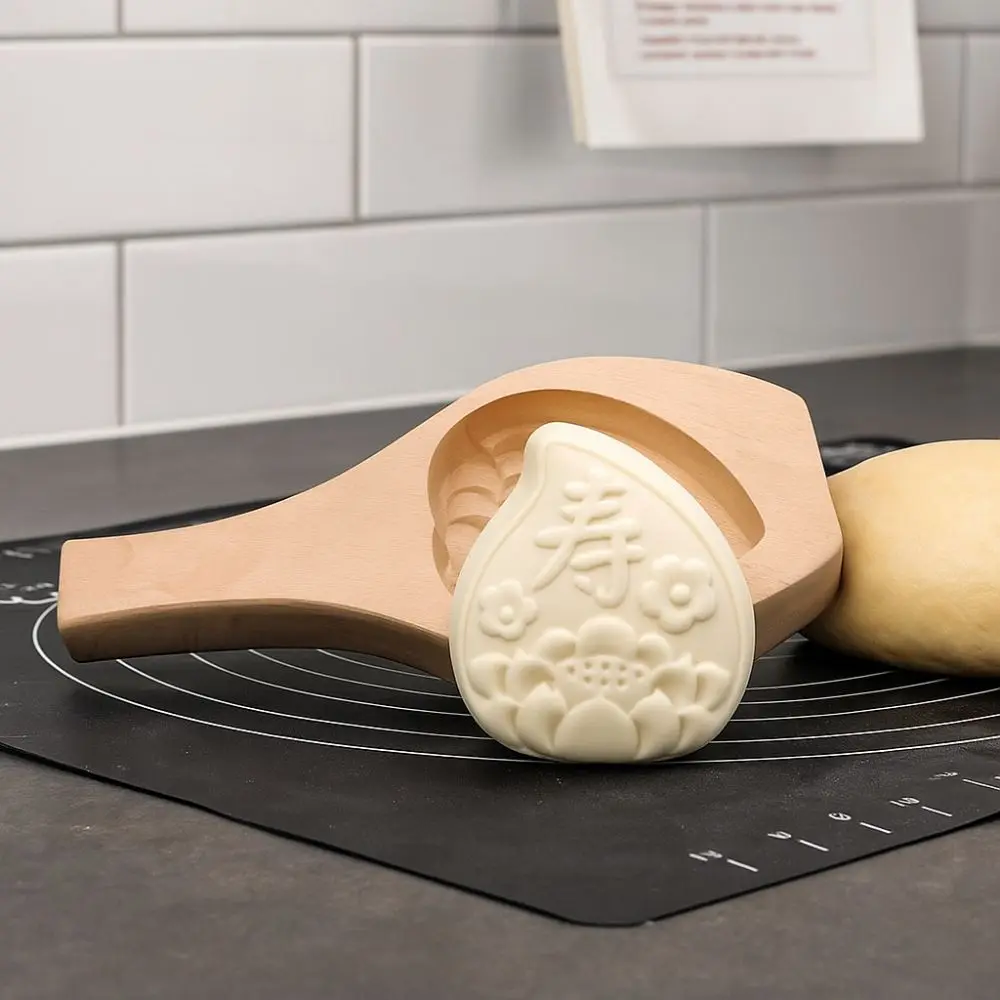 

Mung Bean Cake Mold 3D Wood Baozi Mold Manual Carved Mooncake Molds Traditional Chinese Style Steamed Stuffed Bun Tool Pastry
