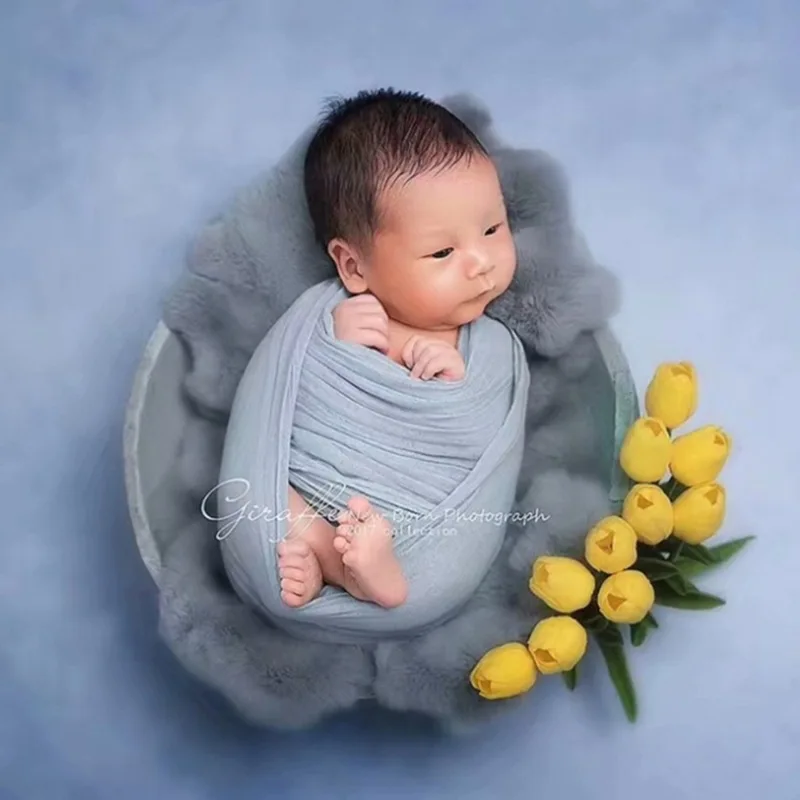 Rabbit Fur For Babies Baby Girl Birth Newborn Photography Props Blankets Accessories New Born Photo Shoot Background Blanket