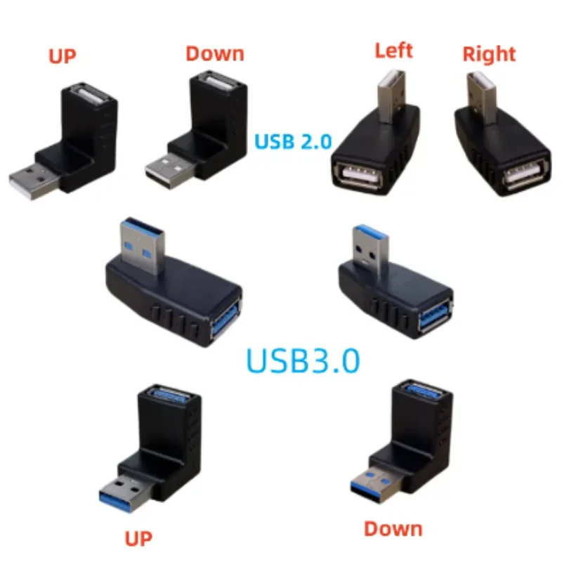 fengyidz 90-Grad-Links- und rechtwinkliger USB 3.0 USB 2.0 A-Stecker auf Buchse-Adapter, hohe Geschwindigkeit, verwendet für Laptop-Drop-Ship