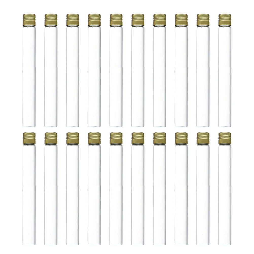 

20Pcs Glass Test Tubes Spiral Screw Cap Transparent Laboratory Sample Storage Serological Centrifuge Vials High Chemical