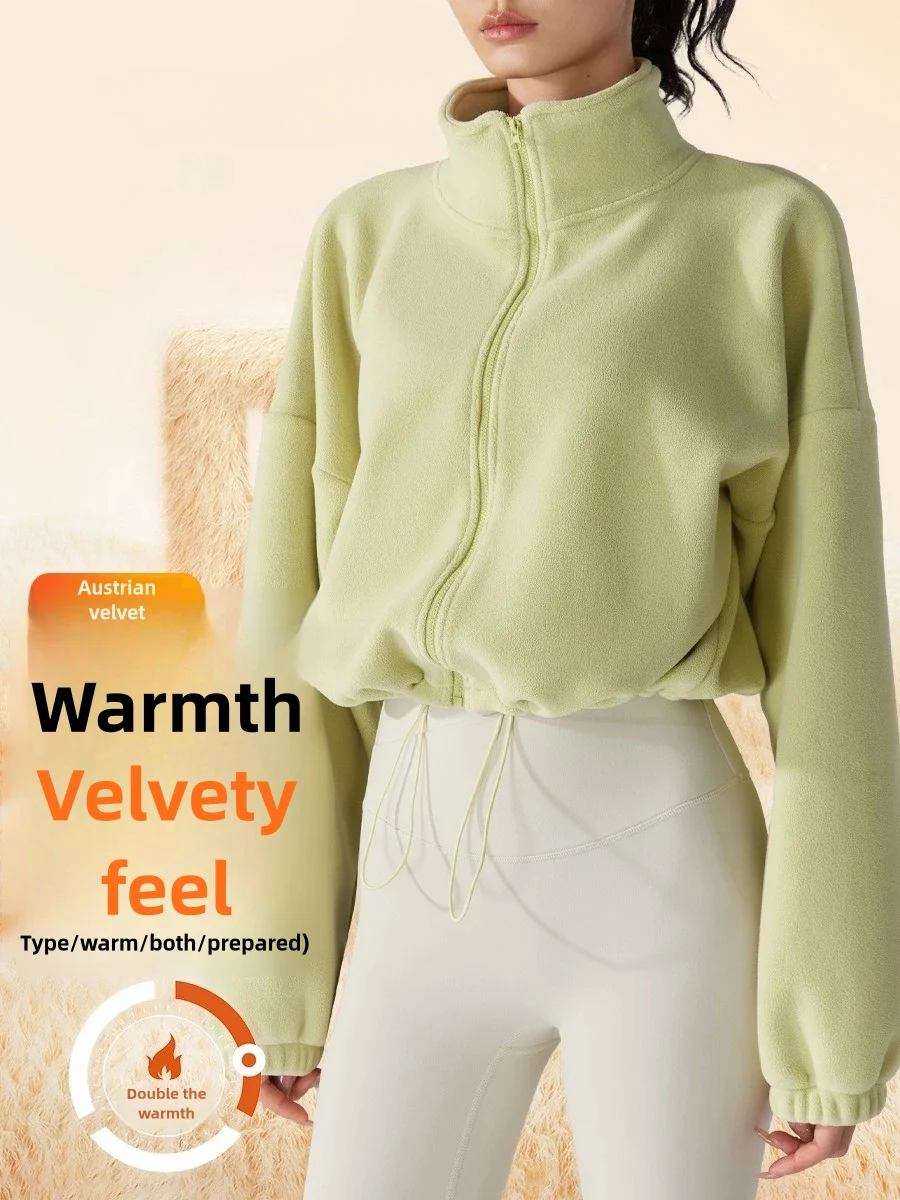 UFO023 Women's Winter 2-Piece Polar Fleece Set Thick Warm Athletic Wear Thermal Sports Yoga Fitness Training Suit