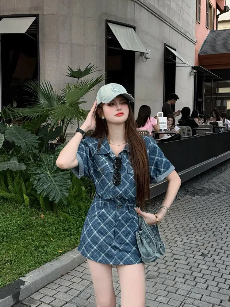 

Retro Blue Denim Two-Piece Set New High-End High-End Slimming Unique And Beautiful Set