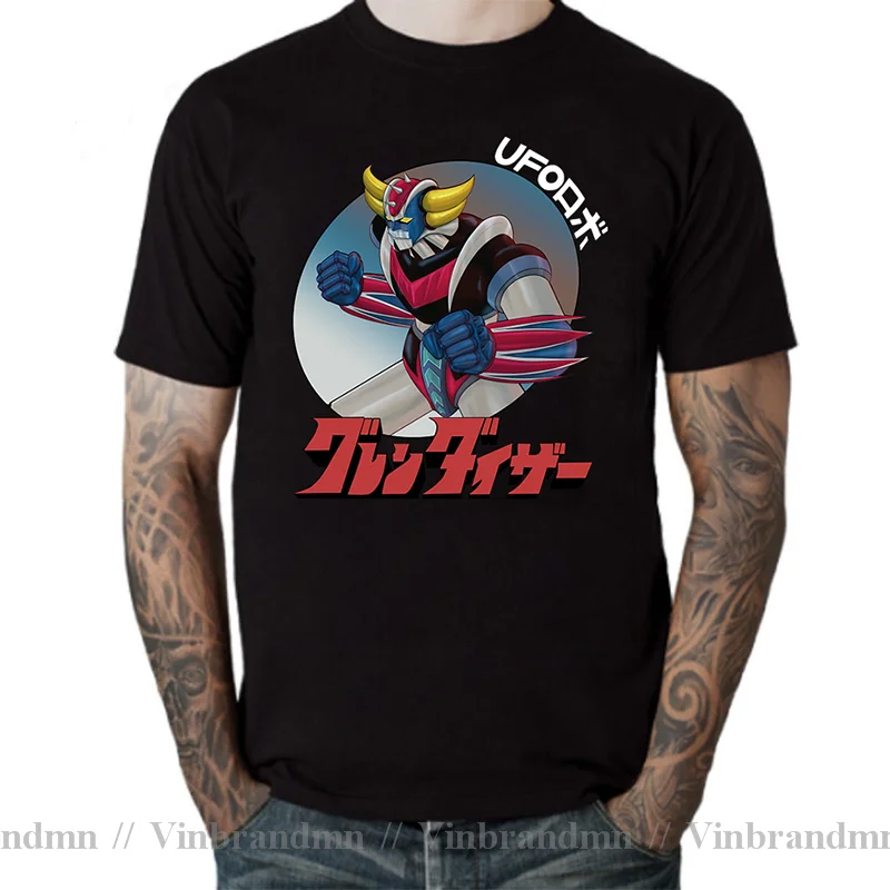 Goldorak (Grendizer) Mazinger Z T-Shirt Japanese Cartoon Design Summer Men's Tee Tops Short Sleeve Cotton Tshirt Hombre Camiseta